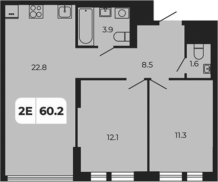 Планировка — Норд-Премьер, 3-комн., 60 м²