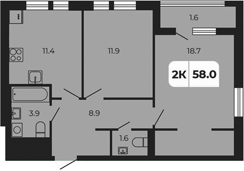 Планировка — Норд-Премьер, 2-комн., 56 м²