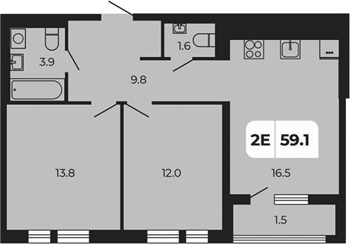 Планировка — Норд-Премьер, 3-комн., 58 м²