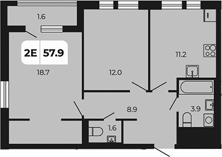 Планировка — Норд-Премьер, 2-комн., 56 м²