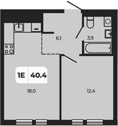 Планировка — Норд-Премьер, 2-комн., 40 м²