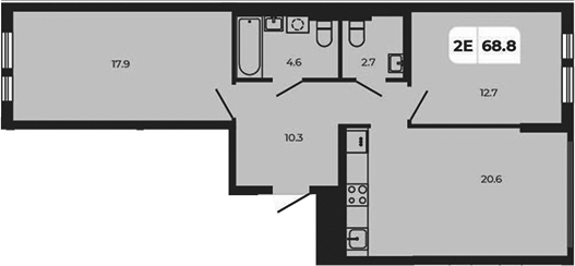 Планировка — Норд-Премьер, 3-комн., 69 м²