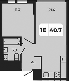 Планировка — Норд-Премьер, 2-комн., 41 м²
