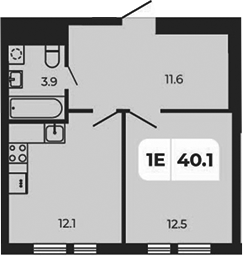 Планировка — Норд-Премьер, 2-комн., 40 м²