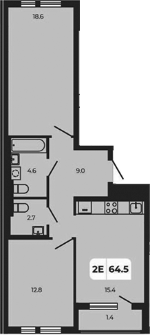 Планировка — Норд-Премьер, 3-комн., 63 м²