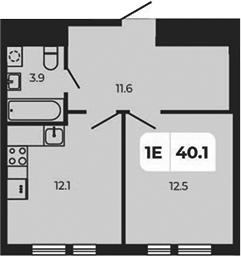 Планировка — Норд-Премьер, 2-комн., 40 м²