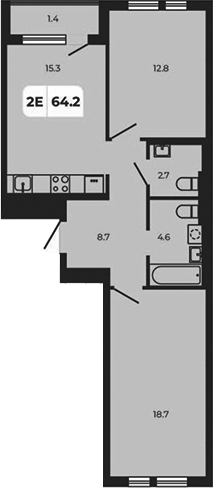 Планировка — Норд-Премьер, 3-комн., 63 м²