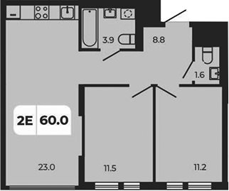 Планировка — Норд-Премьер, 3-комн., 60 м²