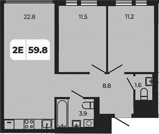 Планировка — Норд-Премьер, 3-комн., 60 м²