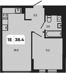 Планировка — Норд-Премьер, 2-комн., 38 м²