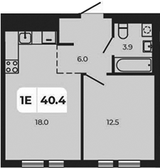 Планировка — Норд-Премьер, 2-комн., 40 м²