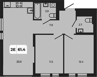 Планировка — Норд-Премьер, 3-комн., 61 м²