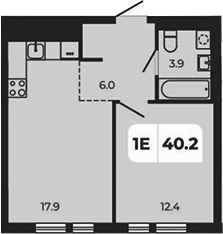 Планировка — Норд-Премьер, 2-комн., 40 м²