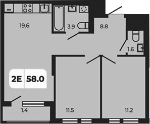 Планировка — Норд-Премьер, 3-комн., 57 м²