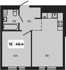 Планировка — Норд-Премьер, 2-комн., 40 м²