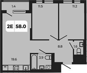 Планировка — Норд-Премьер, 3-комн., 57 м²