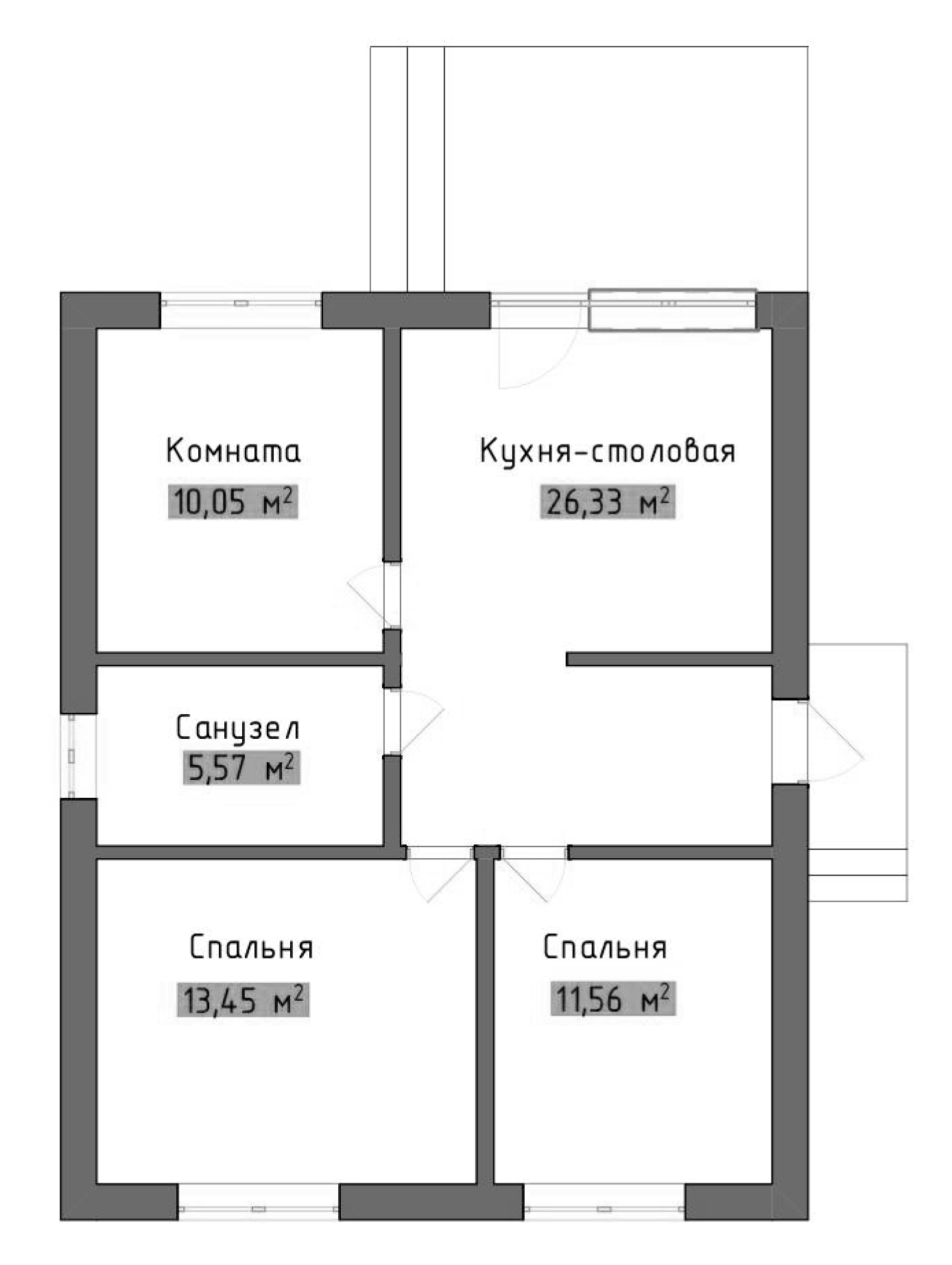 Планировка — Коттеджный поселок Лесное, 3-комн., 70 м²
