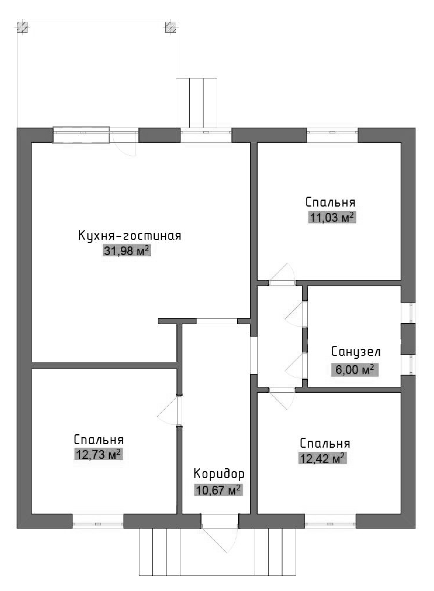 Планировка — Коттеджный поселок Лесное, 3-комн., 95 м²