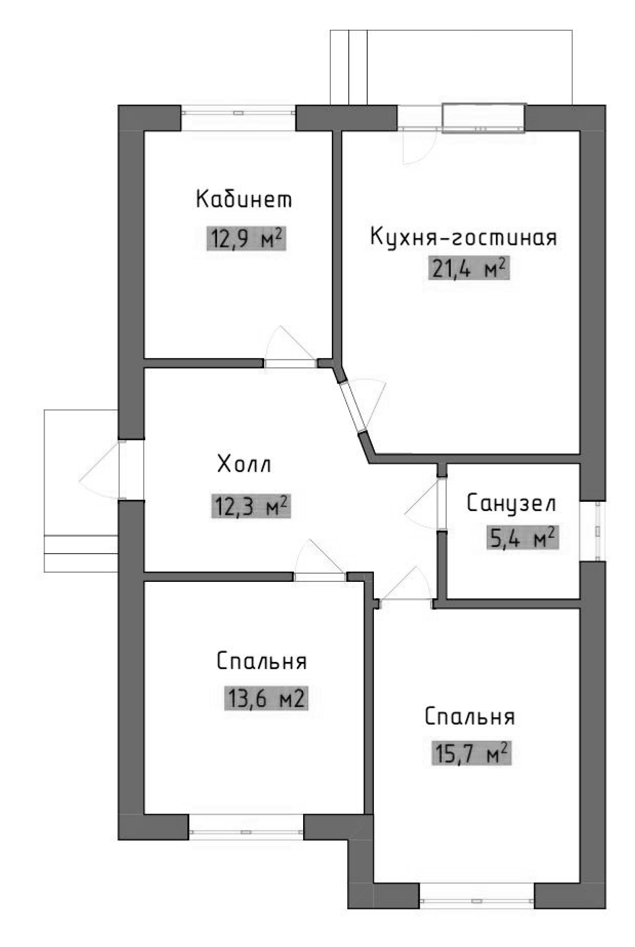 Планировка — Коттеджный поселок Лесное, 3-комн., 87 м²