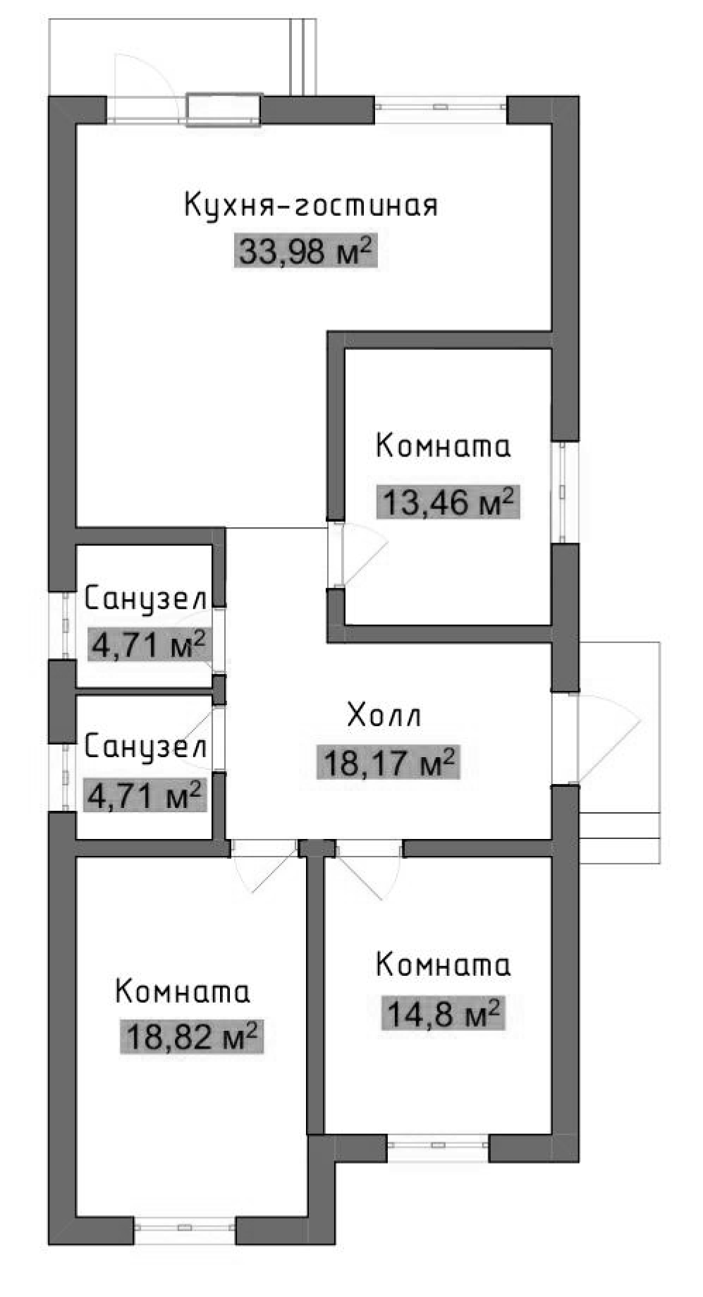 Планировка — Коттеджный поселок Лесное, 3-комн., 115 м²