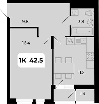 Планировка — Норд-Премьер, 1-комн., 41 м²