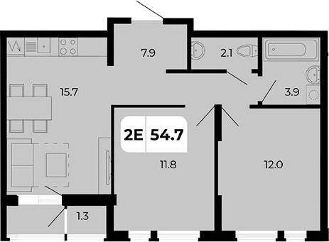 Планировка — Норд-Премьер, 3-комн., 53 м²