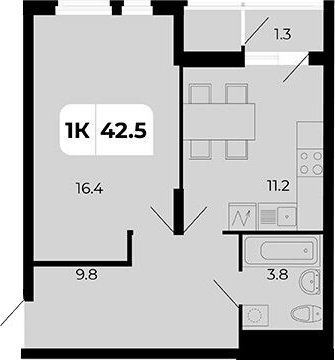 Планировка — Норд-Премьер, 1-комн., 41 м²