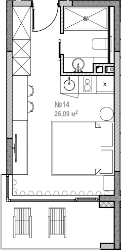 Планировка — Лучезарный, 1-комн., 26 м²