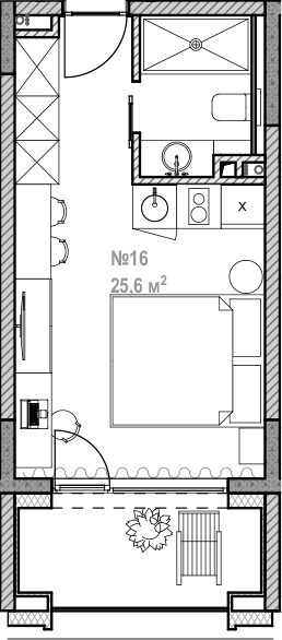 Планировка — Лучезарный, 1-комн., 26 м²