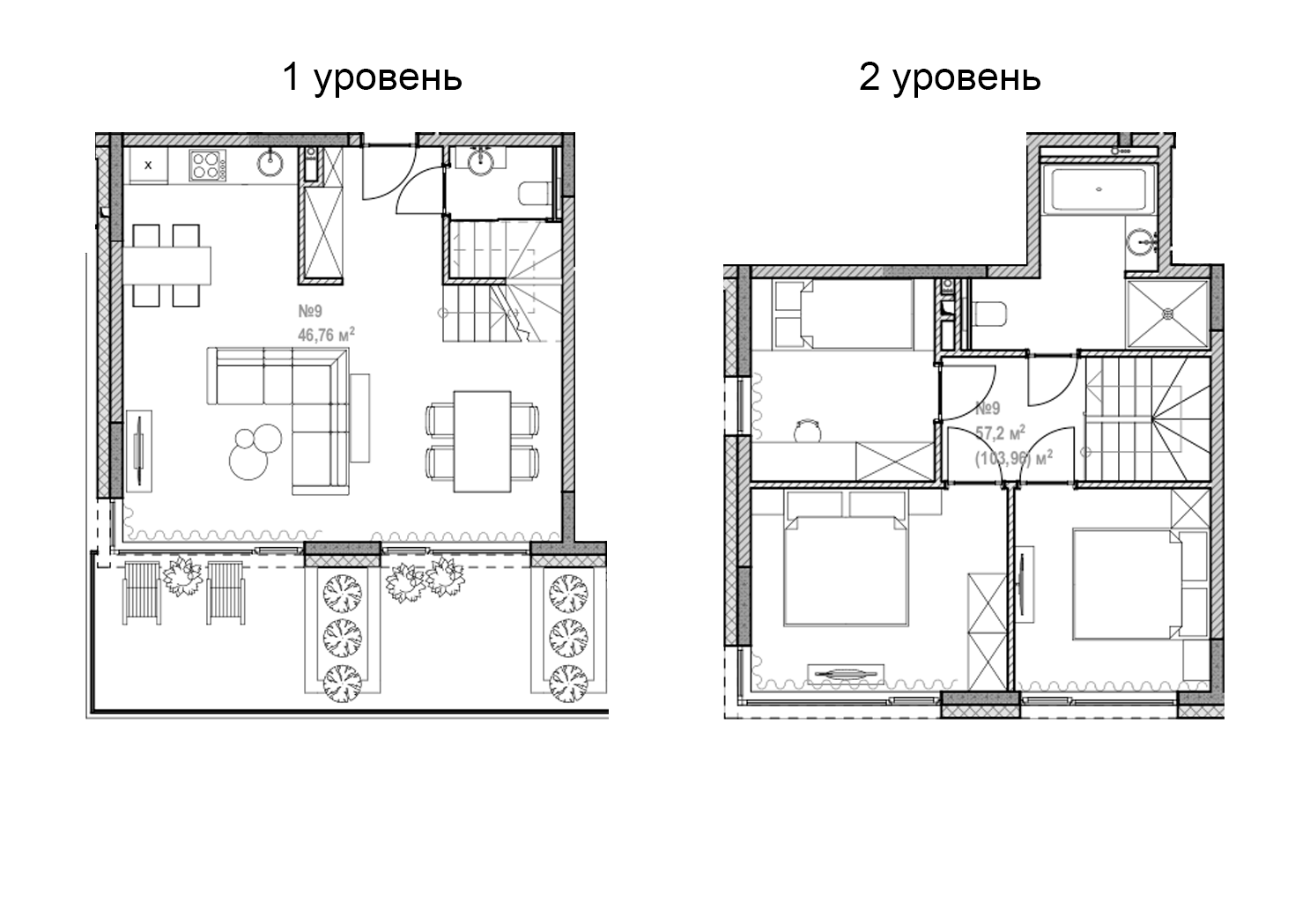 Планировка — Лучезарный, 1-комн., 104 м²