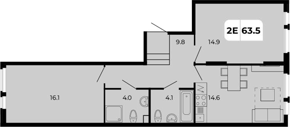Планировка — Норд-Премьер, 3-комн., 64 м²