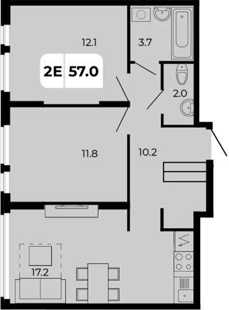 Планировка — Норд-Премьер, 3-комн., 57 м²