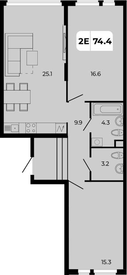 Планировка — Норд-Премьер, 3-комн., 74 м²