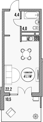 Планировка — МореТут, Студия, 31 м²