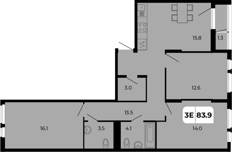Планировка — Норд-Премьер, 4-комн., 83 м²