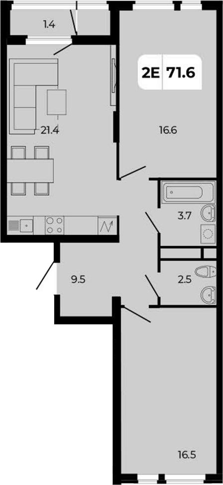 Планировка — Норд-Премьер, 3-комн., 70 м²