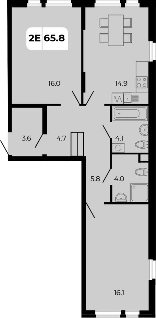 Планировка — Норд-Премьер, 3-комн., 66 м²