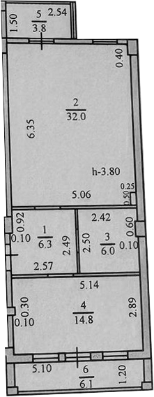 Планировка — Золотой Город, 1-комн., 59 м²