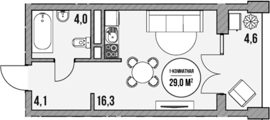 Планировка — МореТут, Студия, 24 м²