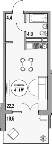 Планировка — МореТут, Студия, 31 м²
