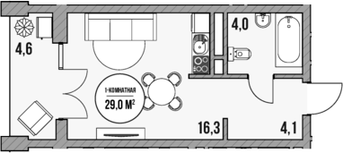 Планировка — МореТут, Студия, 24 м²