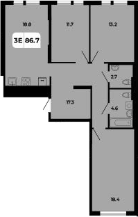 Планировка — Норд-Премьер, 4-комн., 87 м²