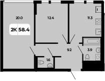 Планировка — Норд-Премьер, 3-комн., 58 м²