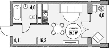 Планировка — МореТут, Студия, 24 м²