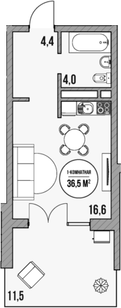 Планировка — МореТут, Студия, 25 м²