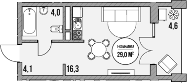 Планировка — МореТут, Студия, 24 м²