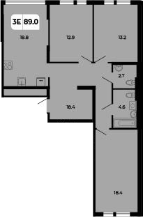 Планировка — Норд-Премьер, 4-комн., 89 м²