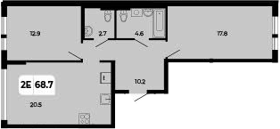 Планировка — Норд-Премьер, 3-комн., 69 м²