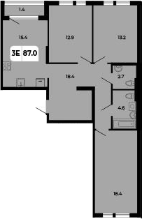 Планировка — Норд-Премьер, 4-комн., 86 м²