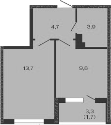 Планировка — Дзенпарк, 1-комн., 32 м²